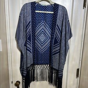 Maurices Blue Geometric Accent Cardigan